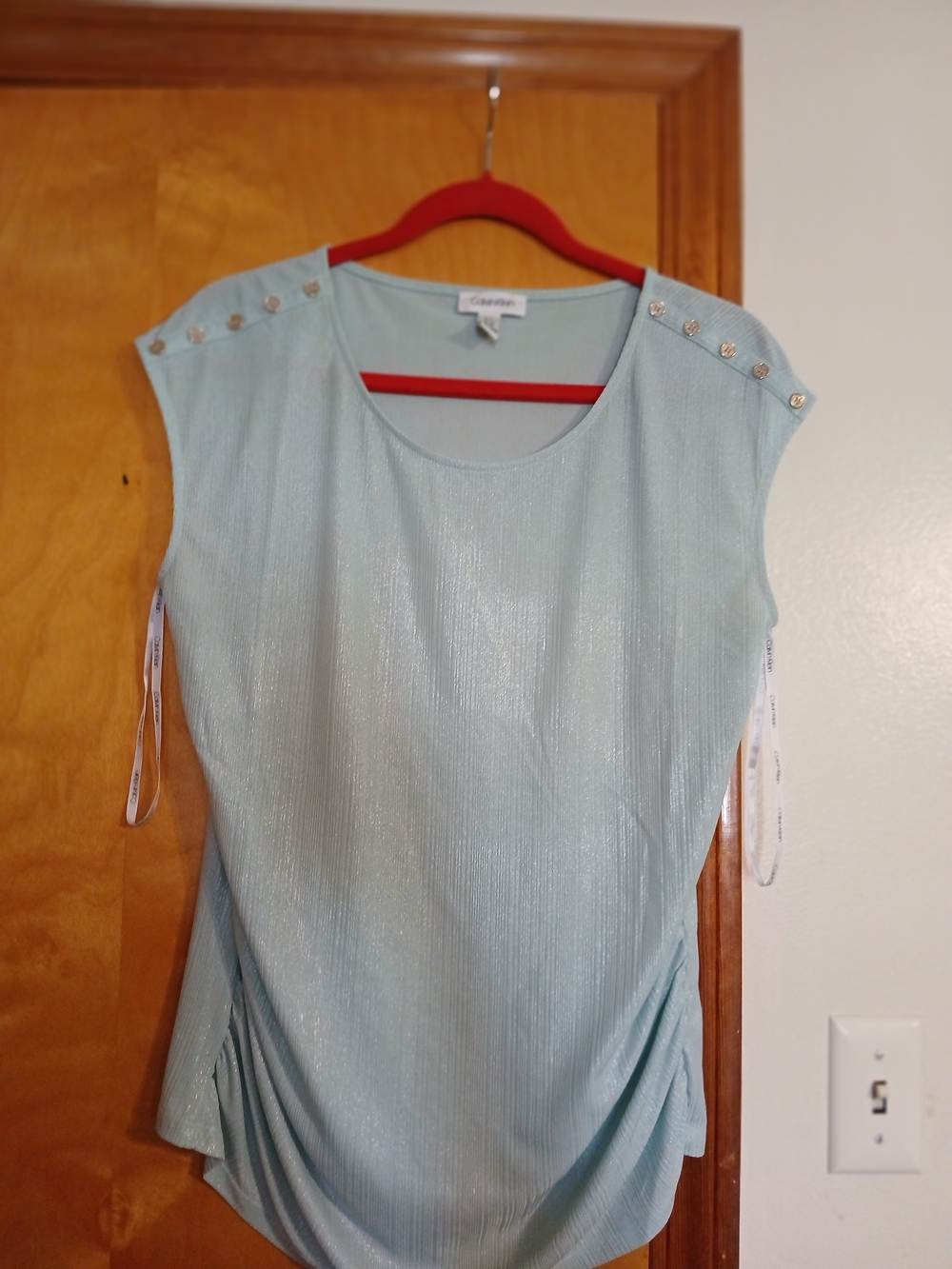 Calvin Klein Light Blue Metallic Knit Women's Dress